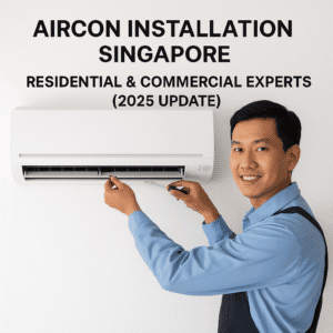 Our technician installing wall-mounted aircon in Singapore, trusted for residential and commercial setups in 2025