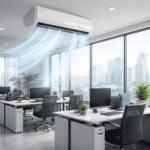 Modern office air conditioning unit cooling workspace efficiently.
