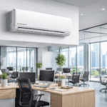 Aircon unit installed in modern Singapore office space.