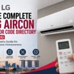LG wall-mounted split air conditioner displaying an error code with remote control, featured image for the 2026 Singapore LG aircon error code diagnostic guide.